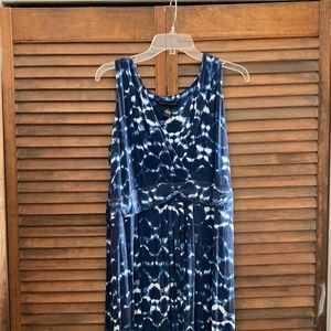 V neck blue and white  tie dye dress 3x